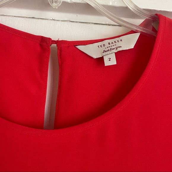 Ted Baker Glana Circle Hem Mini Dress Orange - Picture 5 of 10